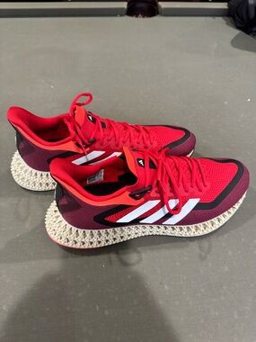 adidas Red and White 3D Lattice Sole Athletic Shoes
